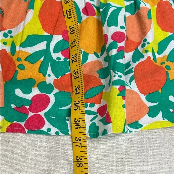 J. Crew Dress Size 12 Novelty Fruit Print Linen Tiered Ruffled Midi Beach Resort - Picture 13 of 15